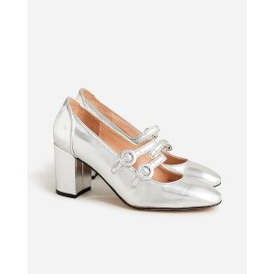 Maisie double-strap heels in metallic leather
