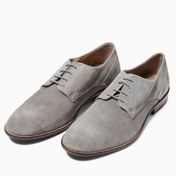 Grey Leather 'Sharp' Derby Shoes