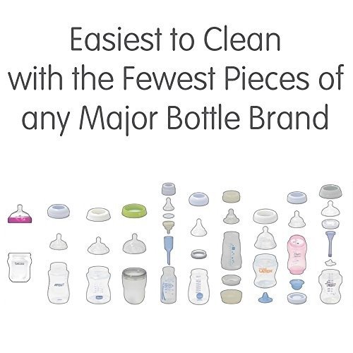 Two Piece Natural Baby Bottle with Lid - Ergonomic, Wide Neck Design Makes it The Easiest to Clean - Modern Look - Anti-Colic - BPA Free Plastic - Grey - 9 Ounce - 3 Bottles