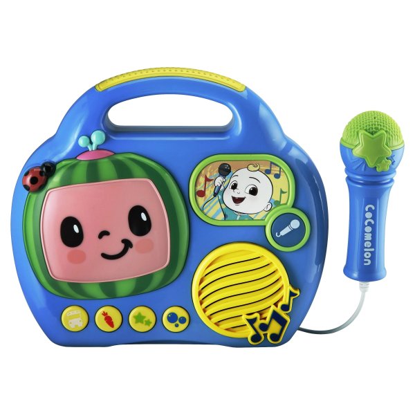 Cocomelon Toy Singalong Boombox with Microphone for Toddlers, Built-in Music and Flashing Lights, for Fans of Cocomelon