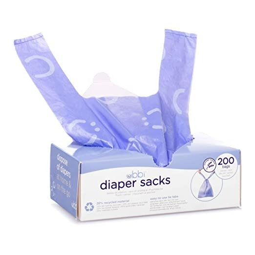 Disposable Diaper Sacks, Lavender Scented, Easy-To-Tie Tabs, Made with Recycled Material, Diaper Disposal or Pet Waste Bags, 200 count