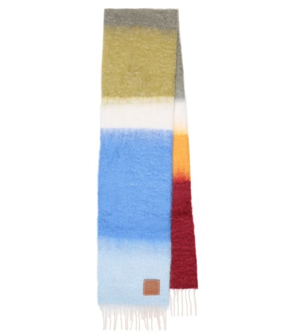Striped mohair and wool-blend scarf