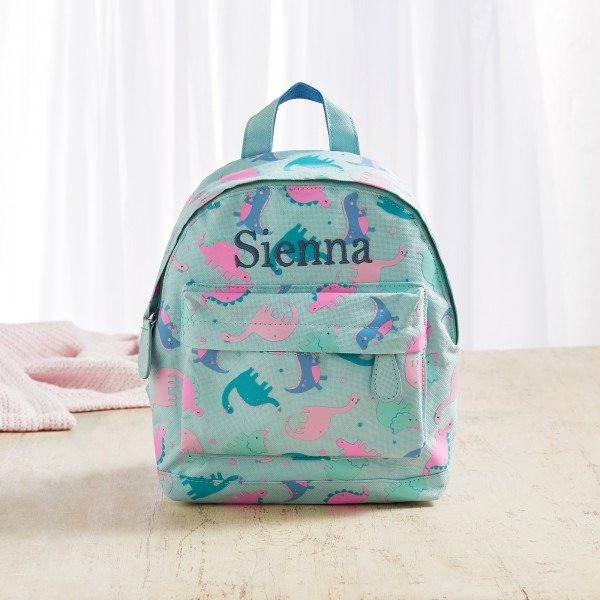 Personalized Mini Blue Dinosaur Print Backpack