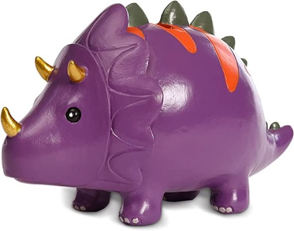 Piggy Bank, Creative Purple Dinosaur Piggy Bank for Boys Girls Adults, Money Savings Coin Bank, Cute Resin Saving Money Bank, Ideal Birthday Christmas Thanksgiving Gift (Purple)