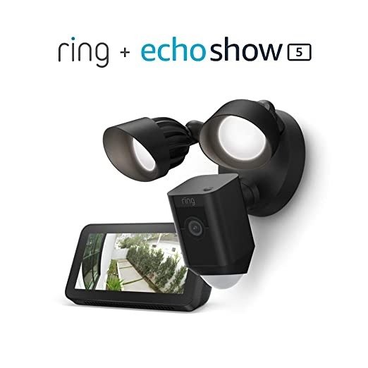 Floodlight Cam Wired Plus (Black) bundle with Echo Show 5 (2nd Gen)