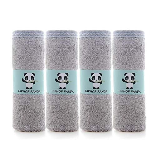 Bamboo Burp Cloths - Thickening 2 Layer Ultra Absorbent Burping Cloth for Baby Boys and Girls, Newborn Essentials Towel - Milk Spit Up Rags - Burpy for Unisex - （4 Pack） (Grey)