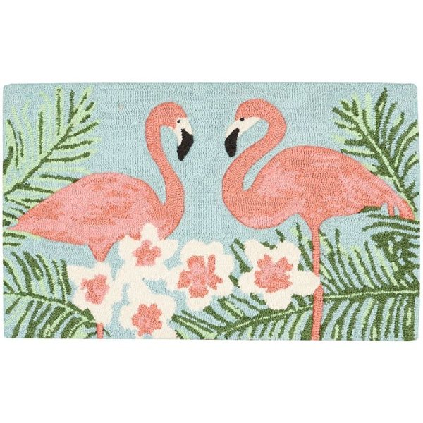 Two Flamingo Hand-Hooked 18" x 30" Accent Rug