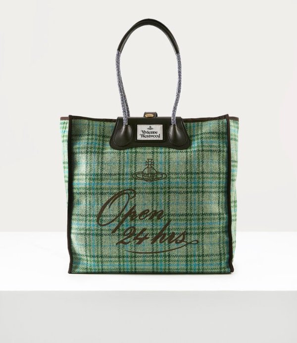 Elena Folded Shopper Green Tartan | Women’s Handbags | Vivienne Westwood