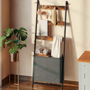 Rolanstar Blanket Ladder Shelf with Storage Basket