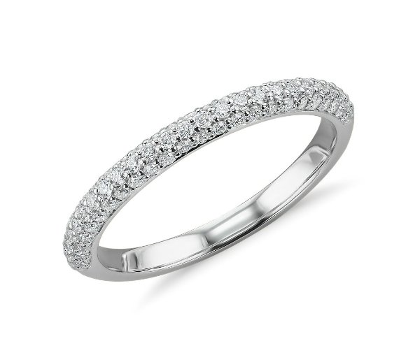 Trio Micropave Diamond Wedding Ring in 14K White Gold (1/3 ct. tw.) | Blue Nile
