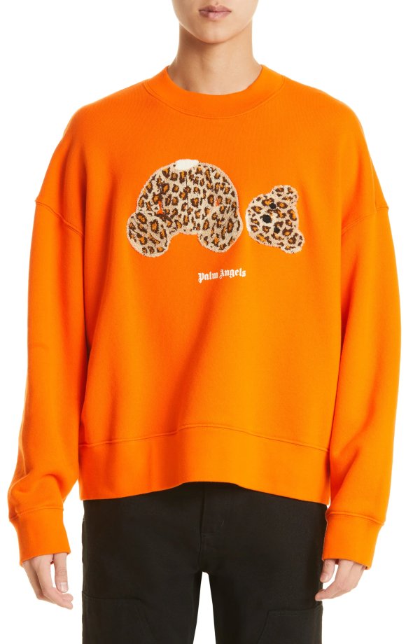 Men's Oversize Leopard Bear Crewneck Sweatshirt