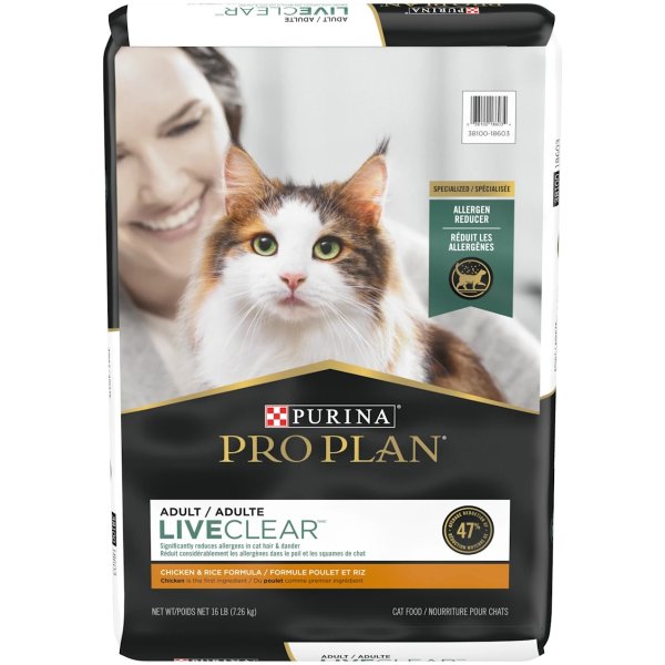 Pro Plan With Probiotics, High Protein LiveClear Chicken & Rice Formula Dry Cat Food, 16 lbs. | Petco