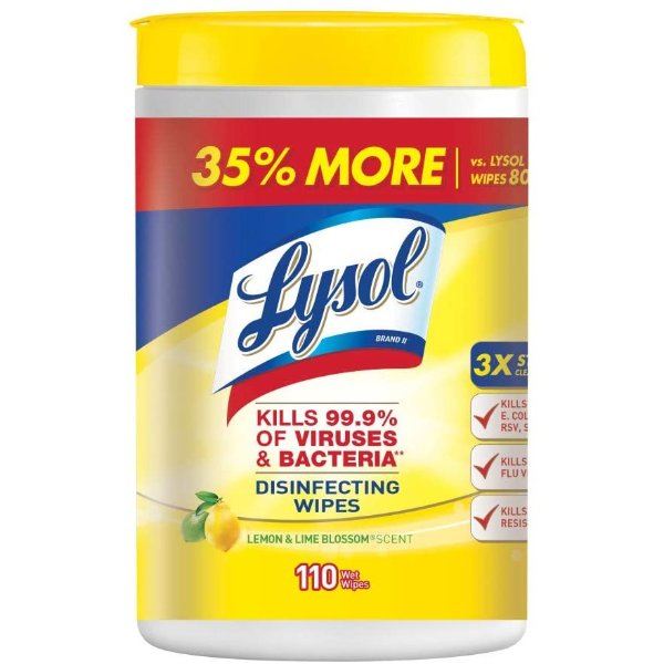 Lysol 消毒湿巾 110片 清新柠檬味
