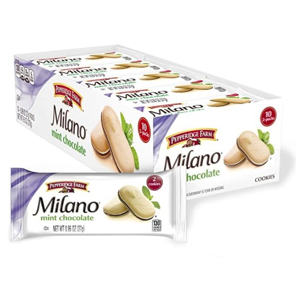 Milano Cookies, Mint, 2Count, Pack of 10, 0.95 Ounce (Pack of 10)