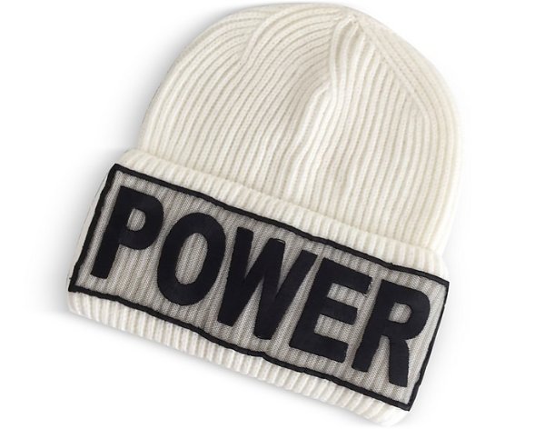 Power Manifesto White Wool Knit Hat