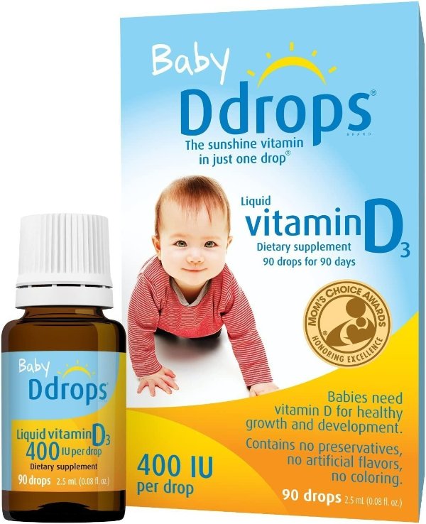 1072834 400 IU Liquid Vitamin D3 Drops for Babies, 2.5 ml, 2 Count