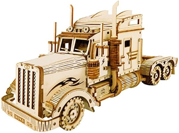 3D Wooden Puzzle for Adults Vehicle Building Kits to Build Brain Teaser Toys for Kids 1:40 Scale Model Heavy Truck