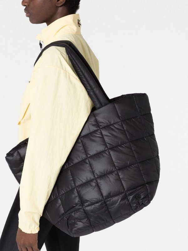 quilted grid tote bag