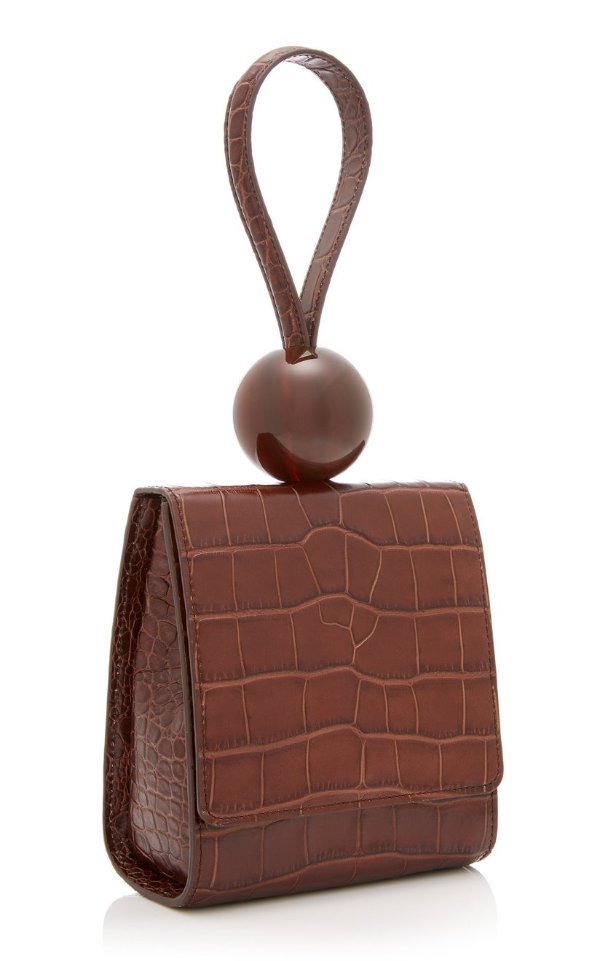 Ball Croc-Effect Leather Top Handle Bag