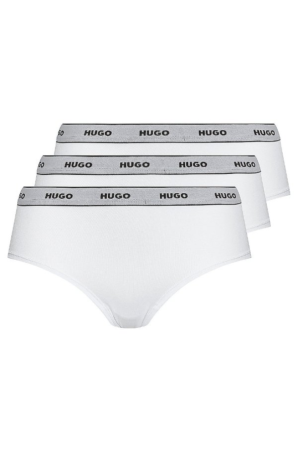 Three-pack of logo hipster briefs in stretch cotton