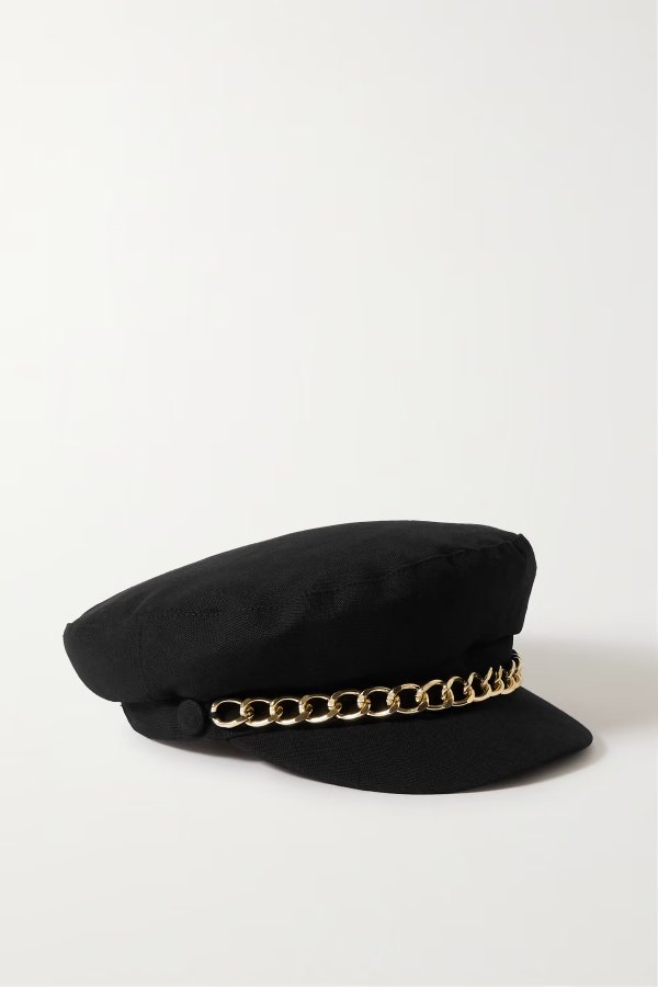 Marina chain-embellished linen cap