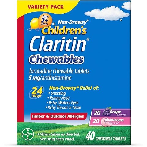 Claritin 儿童不致困抗过敏咀嚼片40片，水果味