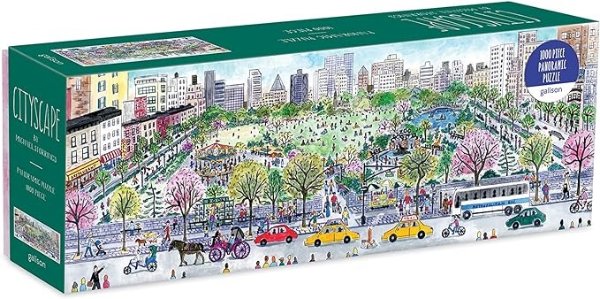 Michael Storrings Cityscape Panoramic Puzzle, 1000 Pieces, City Skyline Jigsaw Puzzle Featuring Colorful Artwork by Storrings Thick, Sturdy Pieces, Challenging Family Activity