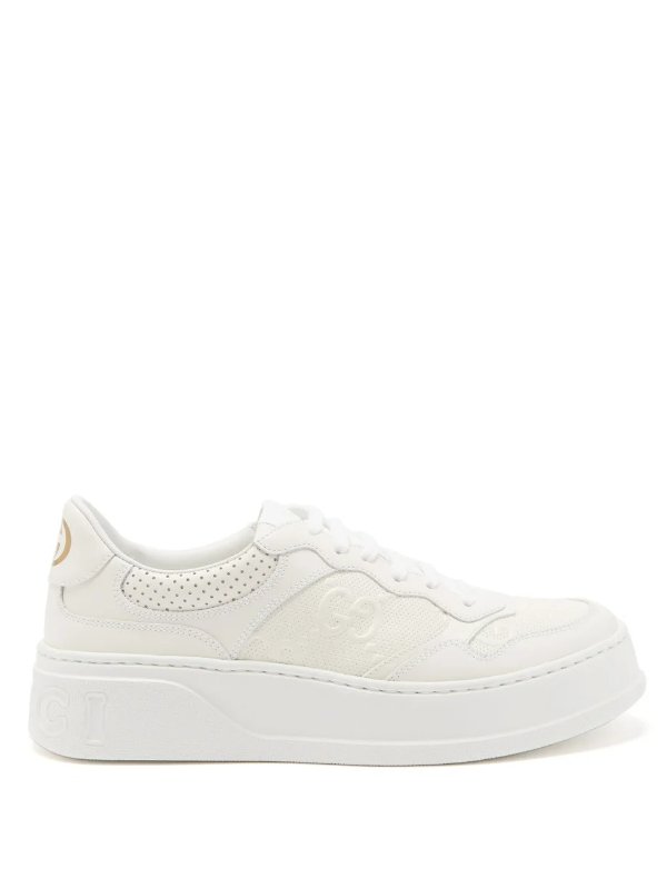 GG-embossed perforated-leather trainers | Gucci
