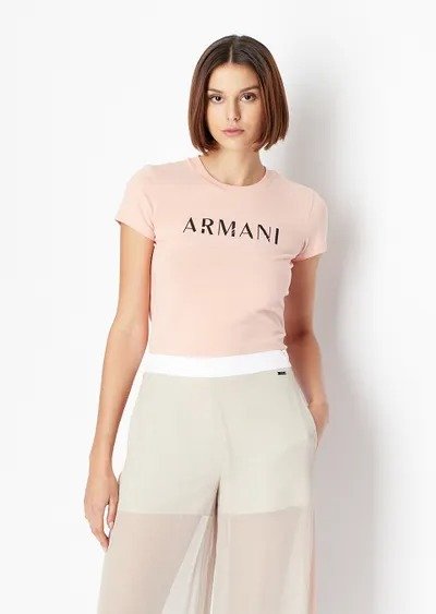 Organic stretch cotton slim fit logo lettering t-shirt WELCOME BACK TO ARMANI.COM .xg-st0 { fill: none; stroke: #d4d4d4; stroke-width: 14; stroke-linecap: round; stroke-linejoin: round; stroke-miterlimit: 23.1428; }