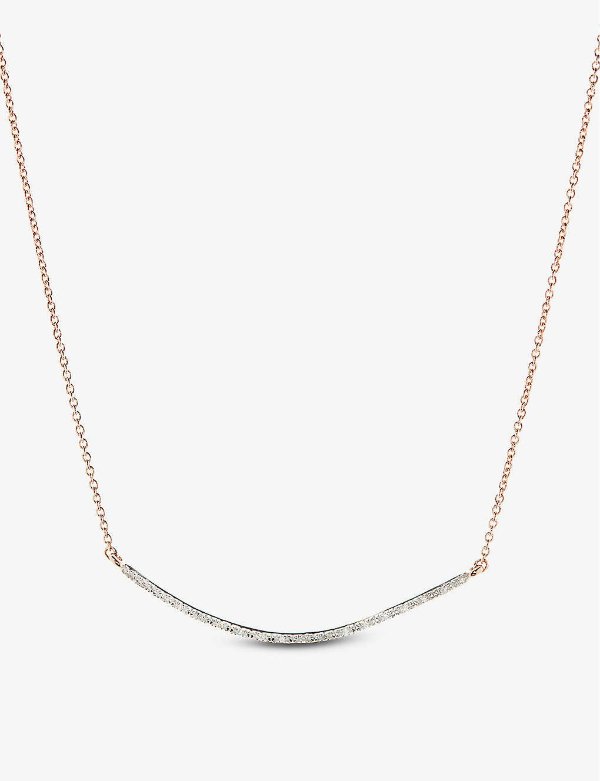 Riva Wave 18ct recycled rose gold-plated vermeil sterling silver and 0.05ct round-cut diamond necklace