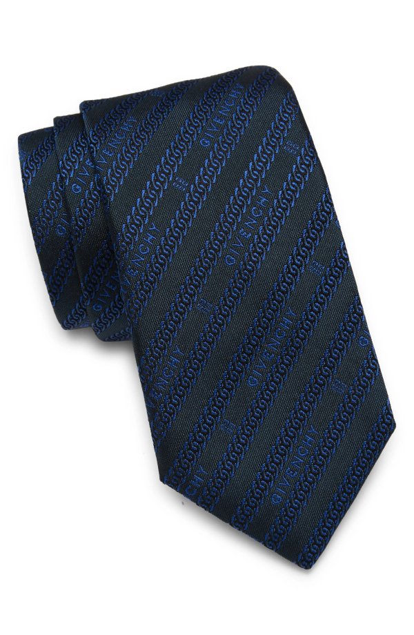 Stripe Logo Silk Tie