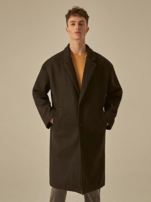 Wool Semi Over Single Coat Black