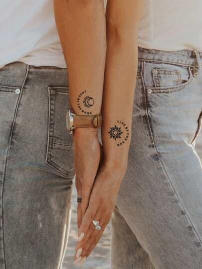 1sheet Sun & Moon Print Tattoo Sticker