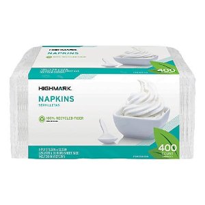 Highmark 11-1/2" x 12-1/2", 100% Recycled, White, Pack Of 400 Napkins Item