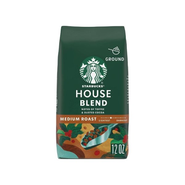 Medium Roast Ground Coffee — House Blend — 100% Arabica — 1 bag (12 oz.)