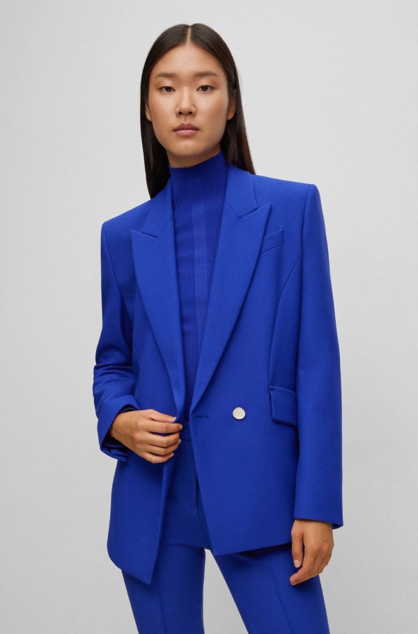 Regular-fit jacket in stretch fabric with asymmetric front