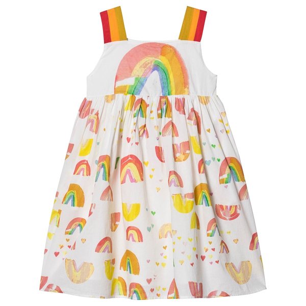 White Watercolour Rainbow Print Dress | AlexandAlexa