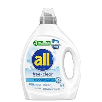 all Liquid Laundry Detergent, Free Clear for Sensitive Skin, Unscented and Hypoallergenic, 2X Concentrated, 110 Loads