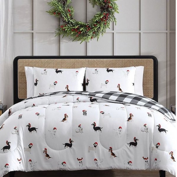 Holiday Dogs 3-Pc. Comforter Set, Created for Macy's