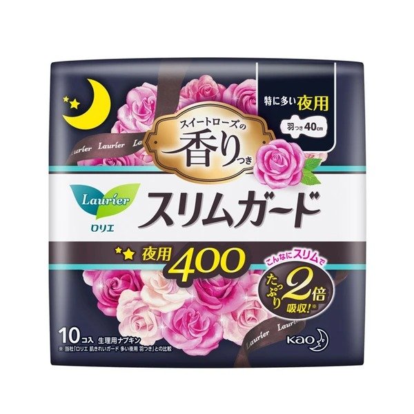 花王乐而雅 夜用卫生巾40cm 超薄10片玫瑰香型