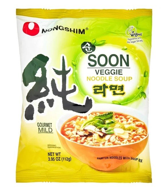 Nongshim Soon Veggie Savory Vegan Ramyun Ramen Noodle Soup Pack, 3.95oz X 10 Count
