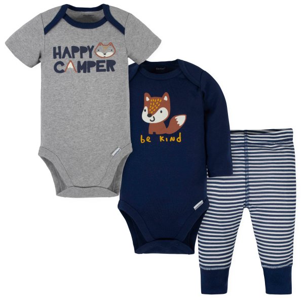 ® 3-Piece Baby Boys Fox Onesies® Brand Bodysuits & Pants Set