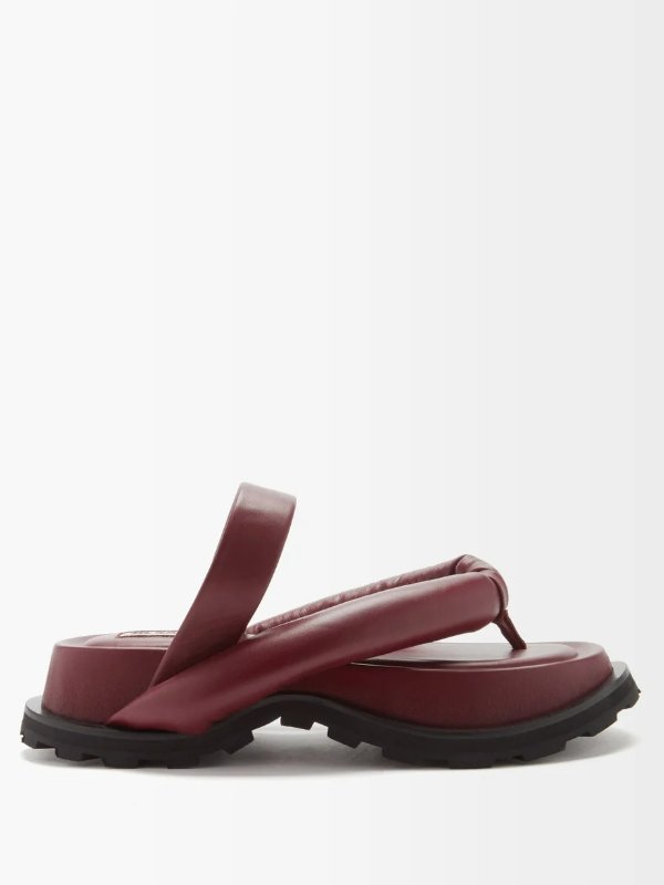 Crossover-strap leather flatform sandals | Jil Sander