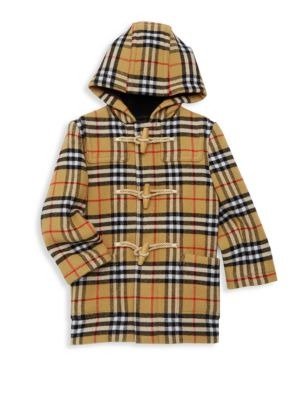 Burberry - Baby Boy's & Little Boy's Brogan Check Hooded Wool Jacket