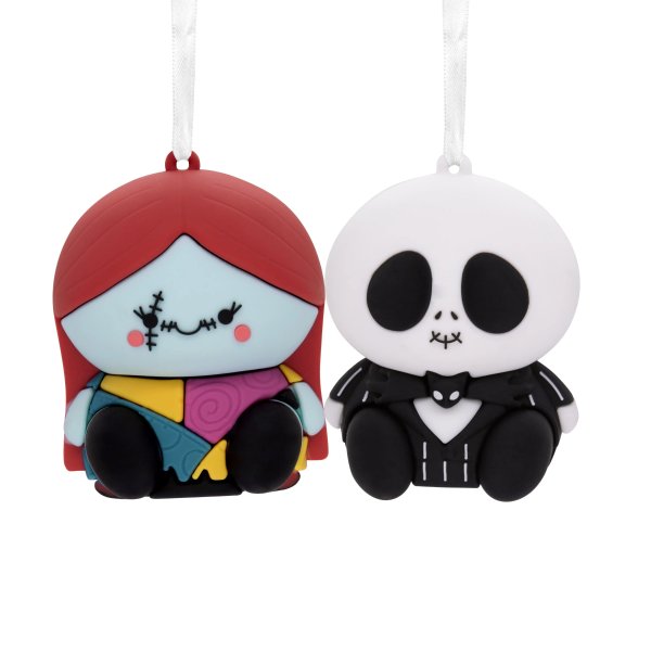 Better Together Disney Tim Burton's The Nightmare Before Christmas Jack and Sally Magnetic Christmas Ornaments, Set of 2, Shatterproof .06lbs