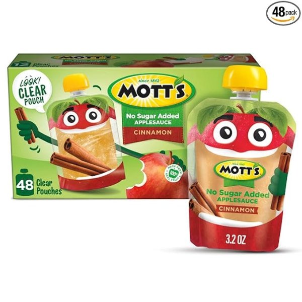 Mott's 无糖肉桂苹果泥 3.2oz 48包