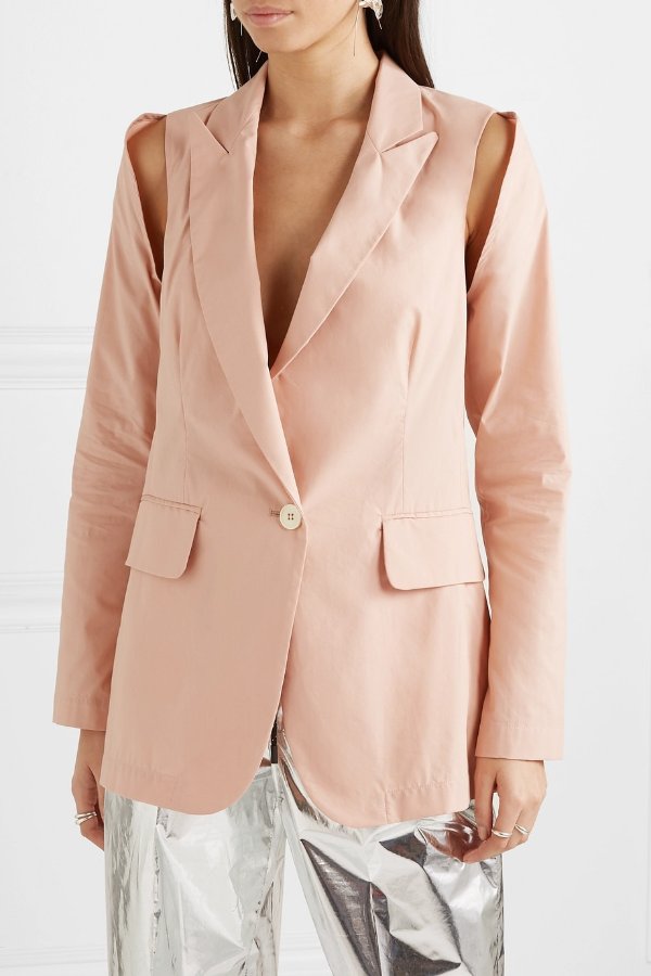 Cutout cotton-blend jacket