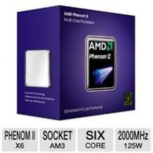 AMD Phenom II X6 1055T Processor  2000 Bus Speed, 3072 L2 Cache, Socket AM3, 125W 