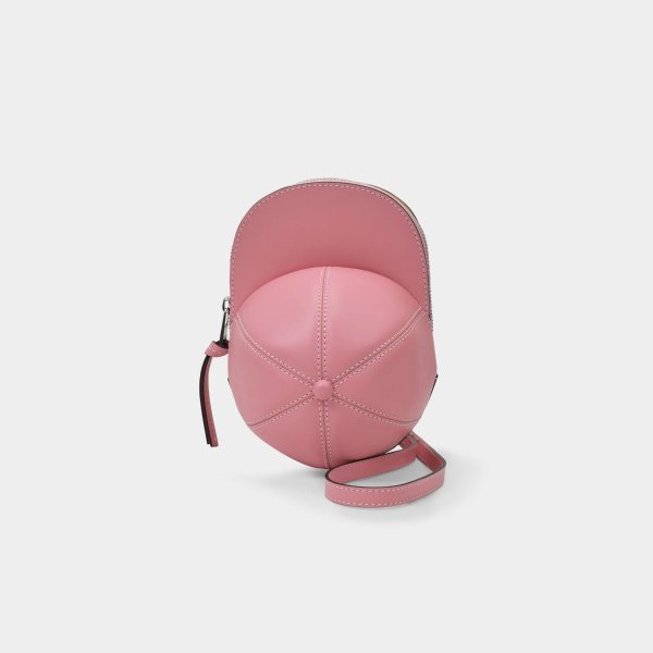 Midi Cap Bag in Pink Grained Leather