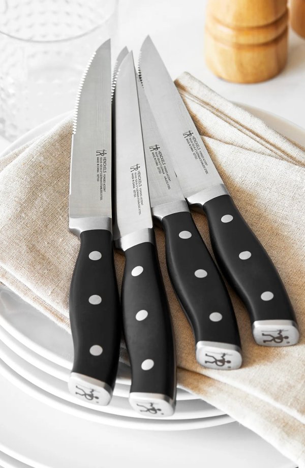 International Forged Accent 4-Piece Steak Knife Set - Black